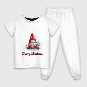Детская пижама хлопок с принтом Рождественский гномик в Белгороде, 100% хлопок |  брюки и футболка прямого кроя, без карманов, на брюках мягкая резинка на поясе и по низу штанин
 | гномик | детство | игрушка | новый год | праздник | рождество