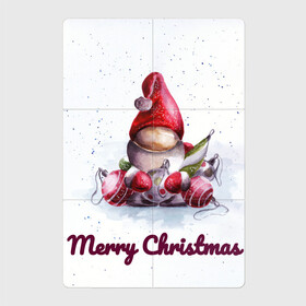 Магнитный плакат 2Х3 с принтом Рождественский гномик в Белгороде, Полимерный материал с магнитным слоем | 6 деталей размером 9*9 см | гномик | детство | игрушка | новый год | праздник | рождество