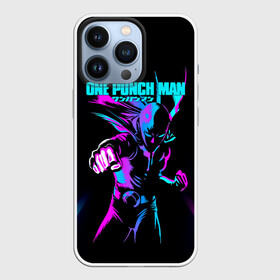 Чехол для iPhone 13 Pro с принтом Неоновый Сайтама One Punch Man в Белгороде,  |  | Тематика изображения на принте: hagemanto | one punch man | one punchman | onepunchman | saitama | sensei | аниме | ван панч мен | ванпанчмен | лысый плащ | манга | сайтама | сильнейший человек | учитель | человек одинудар | человек одного удара