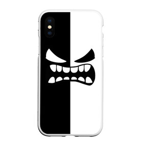 Чехол для iPhone XS Max матовый с принтом GEOMETRY DASH BLACK WHITE DEMON RAGE   ЯРОСТНЫЙ ДЕМОН в Белгороде, Силикон | Область печати: задняя сторона чехла, без боковых панелей | Тематика изображения на принте: 2d | arcade | demon | game | geometry dash | levels | meltdown | robtop | smile | аркада | геометрический тире | демон | раннер | смайлы | уровни | эмоции