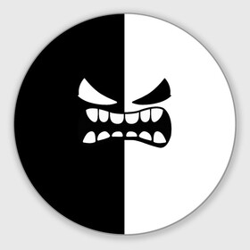 Круглый коврик для мышки с принтом GEOMETRY DASH BLACK WHITE DEMON RAGE   ЯРОСТНЫЙ ДЕМОН в Белгороде, резина и полиэстер | круглая форма, изображение наносится на всю лицевую часть | 2d | arcade | demon | game | geometry dash | levels | meltdown | robtop | smile | аркада | геометрический тире | демон | раннер | смайлы | уровни | эмоции