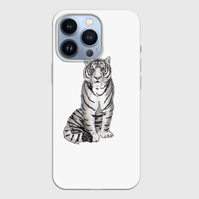 Чехол для iPhone 13 Pro с принтом Сидящая белая тигрица в Белгороде,  |  | tiger | tigress | white tiger | белый тигр | символ 2022 | тигр сидит | тигрца