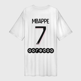 Платье-футболка 3D с принтом Mbappe 7 PSG Pink Theme в Белгороде,  |  | mbappe | psg | аргентина | лео месси | лига 1 | лига чемпионов | месси | пари сен жермен | париж | псж | франция | французский футбол | футбол