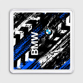 Магнит 55*55 с принтом BMW следы от шин. в Белгороде, Пластик | Размер: 65*65 мм; Размер печати: 55*55 мм | Тематика изображения на принте: bmw | bmw performance | m | motorsport | performance | бмв | моторспорт | следы о  шин