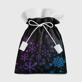 Подарочный 3D мешок с принтом Новогодние снежинки. Градиент. в Белгороде, 100% полиэстер | Размер: 29*39 см | Тематика изображения на принте: 2022 | happy new year | merry christmas | год тигра | зима близко | нг | новогодний | новый год | новый год 2022 | рождество | символ 2022 года | снег | снежинки
