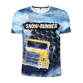 Мужская футболка 3D спортивная с принтом SNOWRUNNER ART СНОУРАННЕР АРТ в Белгороде, 100% полиэстер с улучшенными характеристиками | приталенный силуэт, круглая горловина, широкие плечи, сужается к линии бедра | game | snow runner | snowrunner | winter | грузовик | дальнобойщик | зима | игра | лес | симулятор | снег | сноу раннер | сноураннер