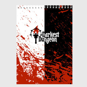 Скетчбук с принтом Darkest Dungeon | DD | Black White Logo в Белгороде, 100% бумага
 | 48 листов, плотность листов — 100 г/м2, плотность картонной обложки — 250 г/м2. Листы скреплены сверху удобной пружинной спиралью | colour of madness | crimson court | darkest dungeon | game | logo | roguelike | shieldbreaker | the shieldbreaker | игра | лого | логотип | ролевая игра | темнейшее подземелье
