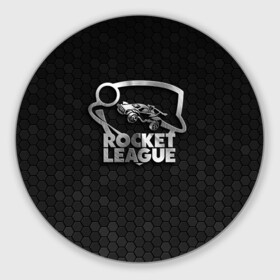 Круглый коврик для мышки с принтом Rocket League Metal Logo в Белгороде, резина и полиэстер | круглая форма, изображение наносится на всю лицевую часть | auto | avto | car | race | rocket league | авто | гонки | машина | рокет лига | тачка