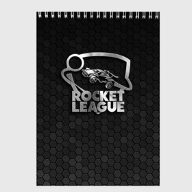 Скетчбук с принтом Rocket League Metal Logo в Белгороде, 100% бумага
 | 48 листов, плотность листов — 100 г/м2, плотность картонной обложки — 250 г/м2. Листы скреплены сверху удобной пружинной спиралью | Тематика изображения на принте: auto | avto | car | race | rocket league | авто | гонки | машина | рокет лига | тачка