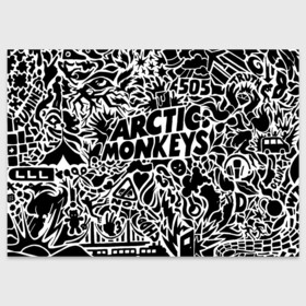 Поздравительная открытка с принтом Arctic monkeys Pattern в Белгороде, 100% бумага | плотность бумаги 280 г/м2, матовая, на обратной стороне линовка и место для марки
 | Тематика изображения на принте: alternative | arctic monkeys | metall | music | rock | альтернатива | арктик монкейс | арктические обезьяны | металл | музыка | рок