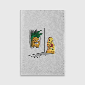 Обложка для паспорта матовая кожа с принтом HERES PINEAPPLE! в Белгороде, натуральная матовая кожа | размер 19,3 х 13,7 см; прозрачные пластиковые крепления | Тематика изображения на принте: here | is | johnny | mem | meme | memes | pineapple | pizza | shining | ананас | джонни | мем | мемы | пица | пицца | сияние | это