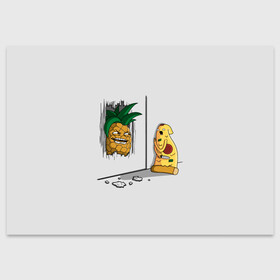 Поздравительная открытка с принтом HERES PINEAPPLE! в Белгороде, 100% бумага | плотность бумаги 280 г/м2, матовая, на обратной стороне линовка и место для марки
 | here | is | johnny | mem | meme | memes | pineapple | pizza | shining | ананас | джонни | мем | мемы | пица | пицца | сияние | это