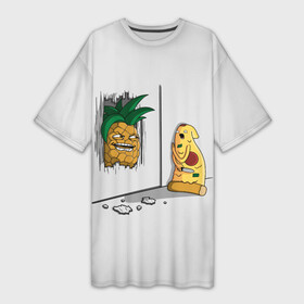 Платье-футболка 3D с принтом HERE S PINEAPPLE в Белгороде,  |  | here | is | johnny | mem | meme | memes | pineapple | pizza | shining | ананас | джонни | мем | мемы | пица | пицца | сияние | это