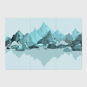 Магнитный плакат 3Х2 с принтом Голубой горный пейзаж с темно-серыми тенями в Белгороде, Полимерный материал с магнитным слоем | 6 деталей размером 9*9 см | голубые горы | горный | горный массив | горный пейзаж | горы | горы в снегу | для сноуборда | для туристов | заснеженные горы | зимние горы | зимний | лыжный | снежные горы | сноуборд