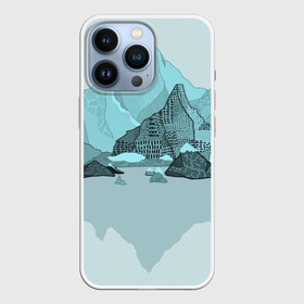 Чехол для iPhone 13 Pro с принтом Голубой горный пейзаж с темно серыми тенями в Белгороде,  |  | голубые горы | горный | горный массив | горный пейзаж | горы | горы в снегу | для сноуборда | для туристов | заснеженные горы | зимние горы | зимний | лыжный | снежные горы | сноуборд