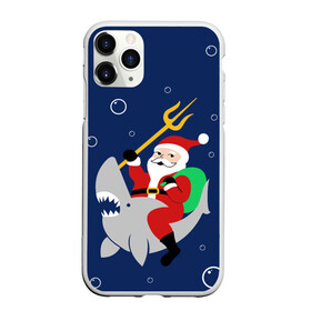 Чехол для iPhone 11 Pro Max матовый с принтом САНТА КЛАУС НА АКУЛЕ | SANTA в Белгороде, Силикон |  | 2020 | 2021 | 2022 | christmas | merry | santa | акула | дед мороз | нг | новогодний | новый год | рождество | санта клаус | свитер | узоры