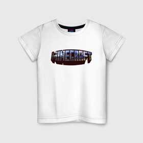 Детская футболка хлопок с принтом Minecraft Логотип в Белгороде, 100% хлопок | круглый вырез горловины, полуприлегающий силуэт, длина до линии бедер | minecraft logo | крипер | майнкравт | майнкрафт | стив | хиробрин