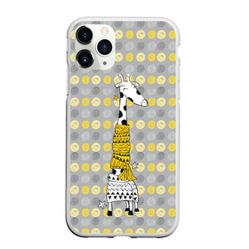 Чехол для iPhone 11 Pro матовый с принтом Милая жирафа в шарфе в Белгороде, Силикон |  | высокий | графика | длинная шея | животное | жираф | кружочки