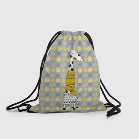 Рюкзак-мешок 3D с принтом Милая жирафа в шарфе в Белгороде, 100% полиэстер | плотность ткани — 200 г/м2, размер — 35 х 45 см; лямки — толстые шнурки, застежка на шнуровке, без карманов и подкладки | высокий | графика | длинная шея | животное | жираф | кружочки