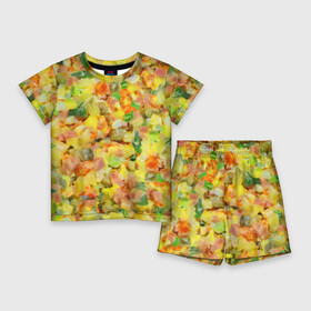 Детский костюм с шортами 3D с принтом Оливье в Белгороде,  |  | вкусняшка | еда | новогодние салатики | новый год | оливье | оливьешечка | оливьешка | салат | салатики | фон