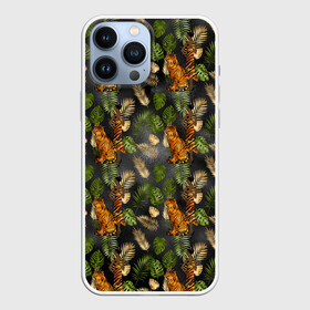Чехол для iPhone 13 Pro Max с принтом Тропики и тигры в Белгороде,  |  | африка | листья | паттерн | тропики | цветы