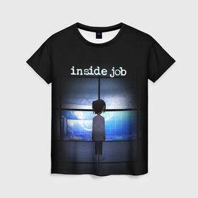 Женская футболка 3D с принтом Корпорация Заговор в Белгороде, 100% полиэфир ( синтетическое хлопкоподобное полотно) | прямой крой, круглый вырез горловины, длина до линии бедер | корпорация | надпись | персонаж | свет | экраны