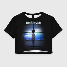 Женская футболка Crop-top 3D с принтом Корпорация Заговор в Белгороде, 100% полиэстер | круглая горловина, длина футболки до линии талии, рукава с отворотами | корпорация | надпись | персонаж | свет | экраны