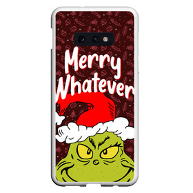 Чехол для Samsung S10E с принтом ГРИНЧ | GRINCH | WHATEVER в Белгороде, Силикон | Область печати: задняя сторона чехла, без боковых панелей | Тематика изображения на принте: 2020 | 2021 | 2022 | christmas | grinch | merry | santa | whatever | гринч | дед мороз | леденец | нг | новогодний | новый год | олени | рождество | санта клаус | свитер | узоры