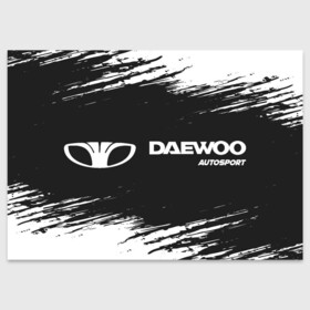 Поздравительная открытка с принтом DAEWOO | Autosport | Краска в Белгороде, 100% бумага | плотность бумаги 280 г/м2, матовая, на обратной стороне линовка и место для марки
 | Тематика изображения на принте: auto | autosport | daewoo | logo | moto | symbol | авто | автомобиль | гонки | дэо | дэу | знак | краска | лого | логотип | логотипы | марка | матиз | машина | мото | нексия | символ | символы