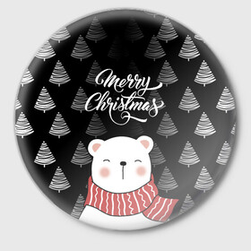 Значок с принтом MERRY CHRISTMAS BEARS в Белгороде,  металл | круглая форма, металлическая застежка в виде булавки | Тематика изображения на принте: 2021 | 2022 | new year | деда мороза | зима | к нам приходит | как у всех | костюм | медвежонок | мишка | новогодний | новый год | праздник | рекомендации | рождество | снег | снежинки | снежок | узор | хочу