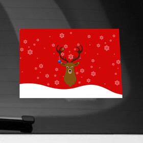 Наклейка на автомобиль с принтом Новогодний олень | New Years Deer в Белгороде, ПВХ |  | 2021 | 2022 | happy new year | happy new year 2022 | новый год | олень | снег | снежинки | снежный олень | сугроб