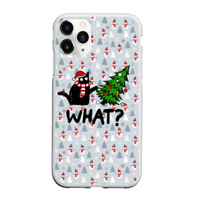 Чехол для iPhone 11 Pro матовый с принтом WHAT CAT | CHRISTMAS в Белгороде, Силикон |  | 2020 | 2021 | 2022 | cat | cats | christmas | merry | what | ват | кот | леденец | мяу | нг | новогодний | новый год | олени | рождество | свитер | узоры