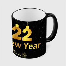 Кружка с принтом Happy New Year 2022! в Белгороде, керамика | ёмкость 330 мл | 2022 | art | background | christmas | new year | patterns | snow | tiger | арт | новый год | рождество | символ года | снег | тигр | узоры | фон