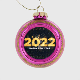 Стеклянный ёлочный шар с принтом Happy New Year 2022 в Белгороде, Стекло | Диаметр: 80 мм | 2022 | background | christmas | glare | gold | new year | texture | блики | золото | новый год | рождество | текстура | фон