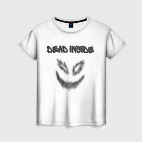 Женская футболка 3D с принтом Zxc Smile в Белгороде, 100% полиэфир ( синтетическое хлопкоподобное полотно) | прямой крой, круглый вырез горловины, длина до линии бедер | dead inside | demon | depression | dota 2 | drain | phonk | smile | tilted | zxc | zxcursed