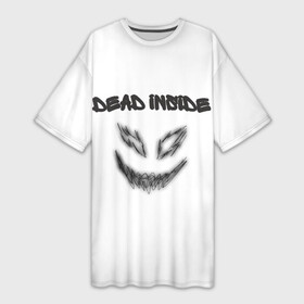 Платье-футболка 3D с принтом Zxc Smile в Белгороде,  |  | dead inside | demon | depression | dota 2 | drain | phonk | smile | tilted | zxc | zxcursed