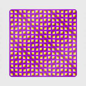 Магнит виниловый Квадрат с принтом Фиолетовый Фон с Желтыми Квадратами (Иллюзия Движения) в Белгороде, полимерный материал с магнитным слоем | размер 9*9 см, закругленные углы | Тематика изображения на принте: абстракция | аум | галлюцинация | зазеркалье | игра ума | иллюзии | индиго | майя | мантра | медитация | мираж | неон | нирвана | обман зрения | ом | оптические иллюзии | просветление | психоделика