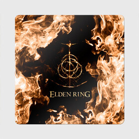 Магнит виниловый Квадрат с принтом Elden Ring Logo в Белгороде, полимерный материал с магнитным слоем | размер 9*9 см, закругленные углы | Тематика изображения на принте: elden ring | игра элден ринг | кольцо элдена | элден | элден ринг