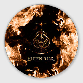Круглый коврик для мышки с принтом Elden Ring Logo в Белгороде, резина и полиэстер | круглая форма, изображение наносится на всю лицевую часть | elden ring | игра элден ринг | кольцо элдена | элден | элден ринг