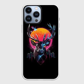 Чехол для iPhone 13 Pro Max с принтом ПОЛИГОНАЛЬНЫЙ ОЛЕНЬ в Белгороде,  |  | abstraction | deer | neon | polygon | polygon deer | абстракция | неон | олень | полигон | полигональная сетка