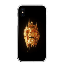 Чехол для iPhone XS Max матовый с принтом GOLDEN SKULL | ЗОЛОТОЙ ЧЕРЕП в Белгороде, Силикон | Область печати: задняя сторона чехла, без боковых панелей | Тематика изображения на принте: art | bones | design | gold | skull | золото | череп