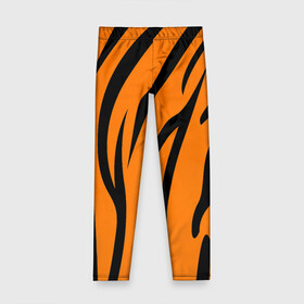 Детские леггинсы 3D с принтом Текстура тигра/tiger в Белгороде, полиэстер 85%, спандекс 15% | эластичный пояс, зауженный крой | Тематика изображения на принте: tiger | кошка | оранжевый черный | символ 22 года | текстура | тигр