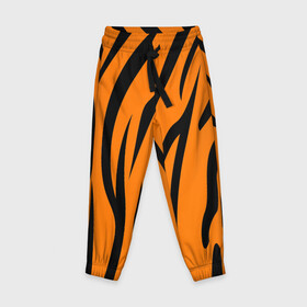 Детские брюки 3D с принтом Текстура тигра/tiger в Белгороде, 100% полиэстер | манжеты по низу, эластичный пояс регулируется шнурком, по бокам два кармана без застежек, внутренняя часть кармана из мелкой сетки | tiger | кошка | оранжевый черный | символ 22 года | текстура | тигр