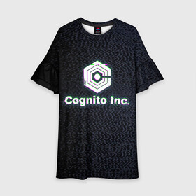 Детское платье 3D с принтом Экран Cognito Inc в Белгороде, 100% полиэстер | прямой силуэт, чуть расширенный к низу. Круглая горловина, на рукавах — воланы | Тематика изображения на принте: знак | лого | надпись | помехи | экран