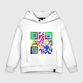 Детское худи Oversize хлопок с принтом Color QR в Белгороде, френч-терри — 70% хлопок, 30% полиэстер. Мягкий теплый начес внутри —100% хлопок | боковые карманы, эластичные манжеты и нижняя кромка, капюшон на магнитной кнопке | Тематика изображения на принте: coronavirus | covid | covid19 | qr code | qr код | sputnik | вакцина | вакцинация | вирус | здоровье | изоляция | иммунитет | карантин | ковид | код | корона | коронавирус | маркировка | маска | матрица | п | пандемия