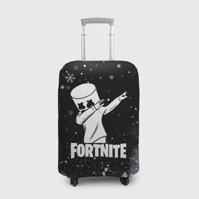 Чехол для чемодана 3D с принтом НОВОГОДНИЙ FORTNITE MARSHMELLO. в Белгороде, 86% полиэфир, 14% спандекс | двустороннее нанесение принта, прорези для ручек и колес | fortnite | fortnite 2 | fortnite x | game | marshmello | игра | маршмелло | новогодний | снежинки | фортнайт | фортнайт 2 | фортнайт глава 2