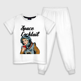 Детская пижама хлопок с принтом Космический коктейль в Белгороде, 100% хлопок |  брюки и футболка прямого кроя, без карманов, на брюках мягкая резинка на поясе и по низу штанин
 | Тематика изображения на принте: astronaut | beauty | cocktail | eyes | face | girl | lips | spacesuit | глаза | губы | девушка | коктейль | космонавт | красавица | лицо | скафандр