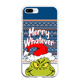 Чехол для iPhone 7Plus/8 Plus матовый с принтом MERRY WHATEVER | GRINCH в Белгороде, Силикон | Область печати: задняя сторона чехла, без боковых панелей | 2020 | 2021 | 2022 | christmas | grinch | merry | santa | whatever | гринч | дед мороз | леденец | нг | новогодний | новый год | олени | рождество | санта клаус | свитер | узоры