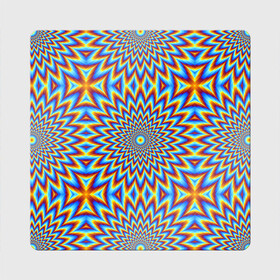 Магнит виниловый Квадрат с принтом Пульсирующий синий цветок (иллюзия движения) в Белгороде, полимерный материал с магнитным слоем | размер 9*9 см, закругленные углы | абстракция | аум | галлюцинация | зазеркалье | игра ума | иллюзии | индиго | майя | мантра | медитация | мираж | неон | нирвана | обман зрения | ом | оптические иллюзии | просветление | психоделика