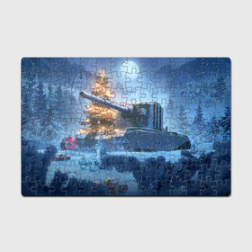 Головоломка Пазл магнитный 126 элементов с принтом World of Tanks Christmas в Белгороде, полимерный материал с магнитным слоем | 126 деталей, размер изделия —  180*270 мм | art | christmas | gifts | moon | new year | night | snow | tank | tree | winter | world of tanks | арт | елка | зима | луна | новый год | ночь | подарки | рождество | снег | танк